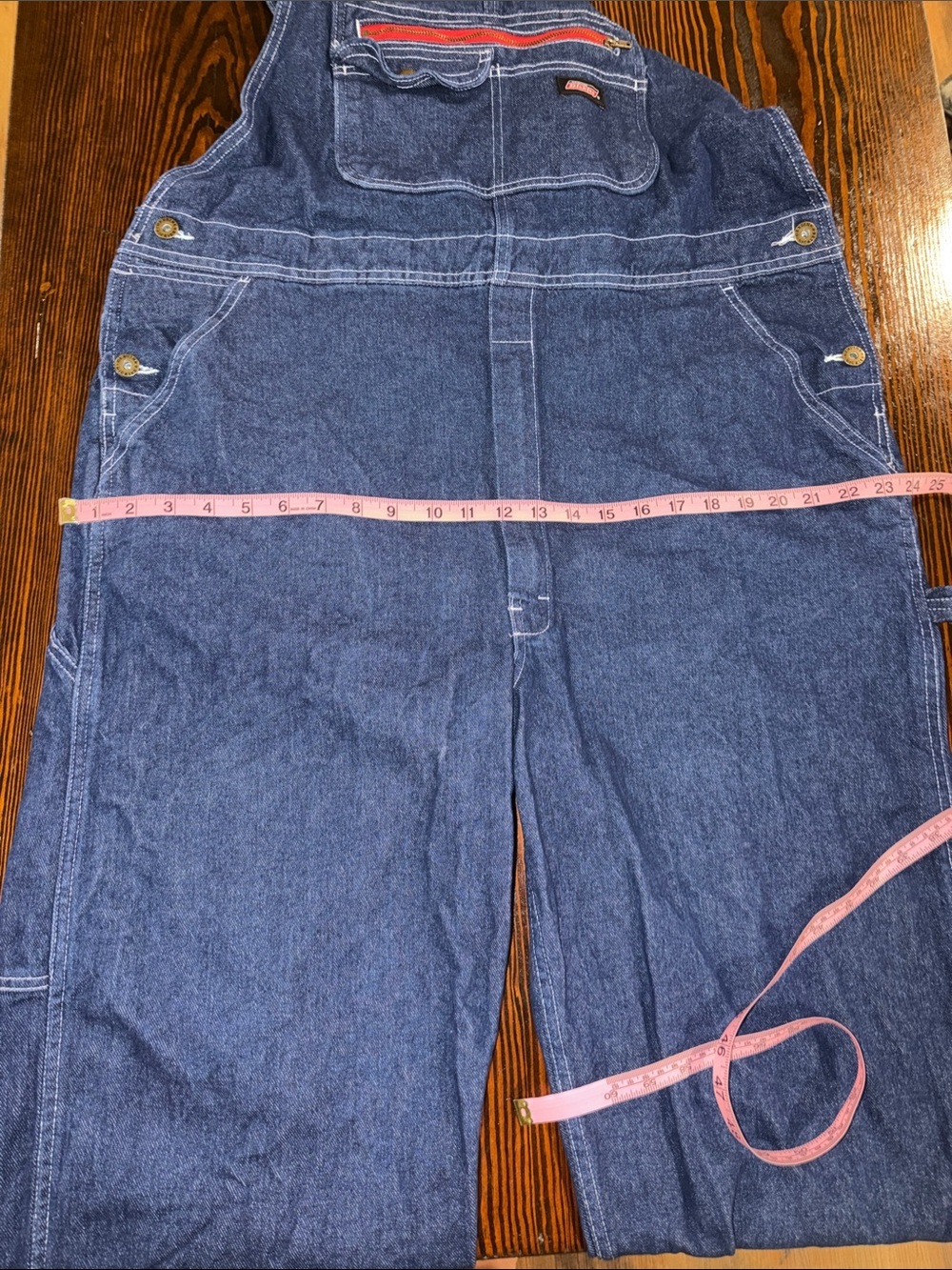 Dickies Black and Red Logo Workwear bib overalls Label size large - Picture 7 of 8